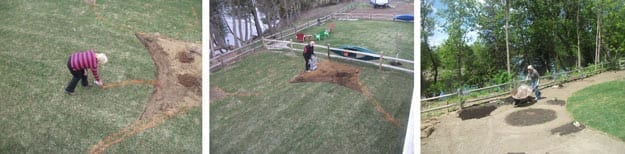 Action shots of Ingrid hard at work making her dream garden a reality